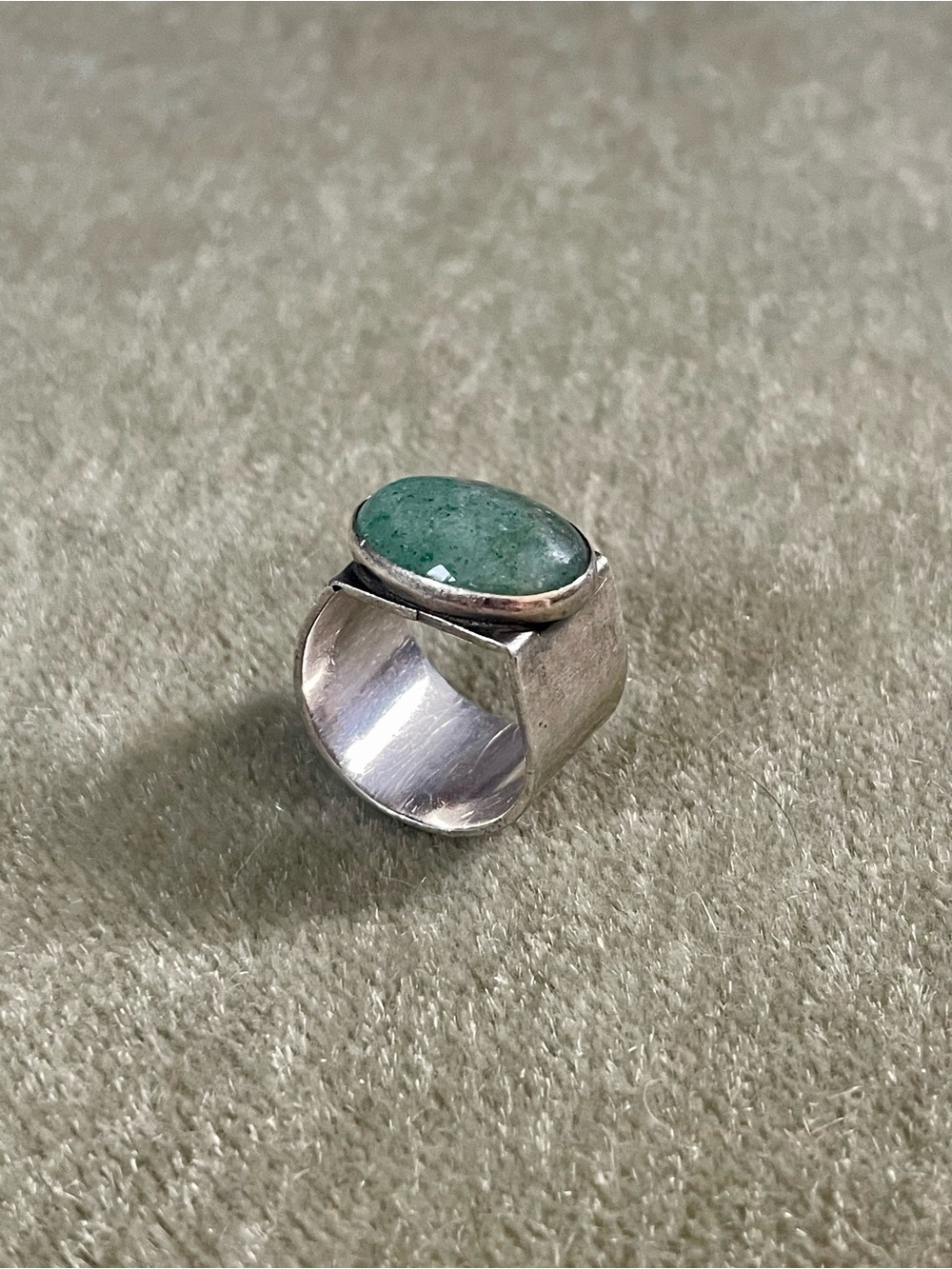 Sterling Silver Aventurine Statement Ring